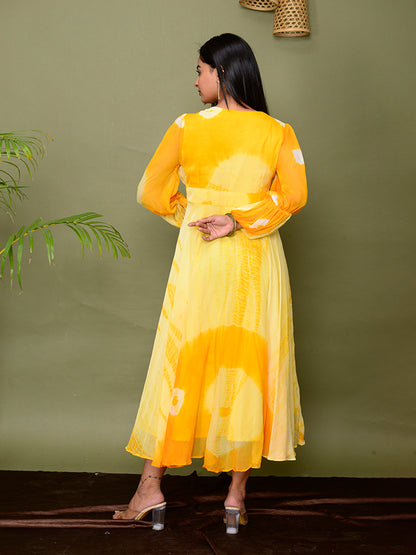 Yellow Tie & Dye Shibori Dress