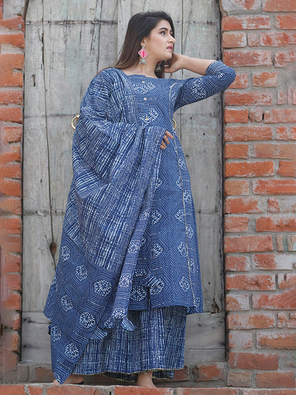 Royal Blue Floral Printed Kalidar Palazzo Set