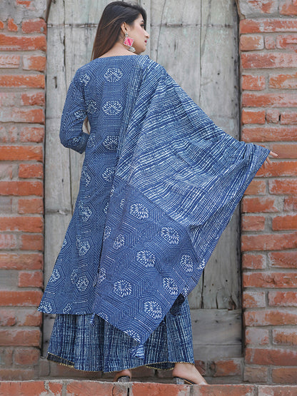 Royal Blue Floral Printed Kalidar Palazzo Set
