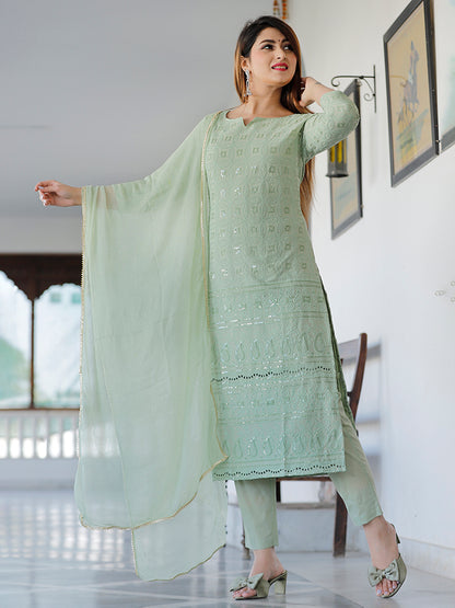 Mint Green Chikankari Suit Set