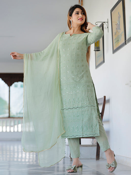 Mint Green Chikankari Suit Set