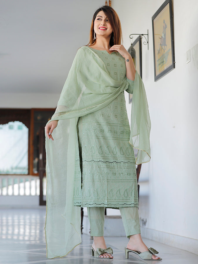 Mint Green Chikankari Suit Set