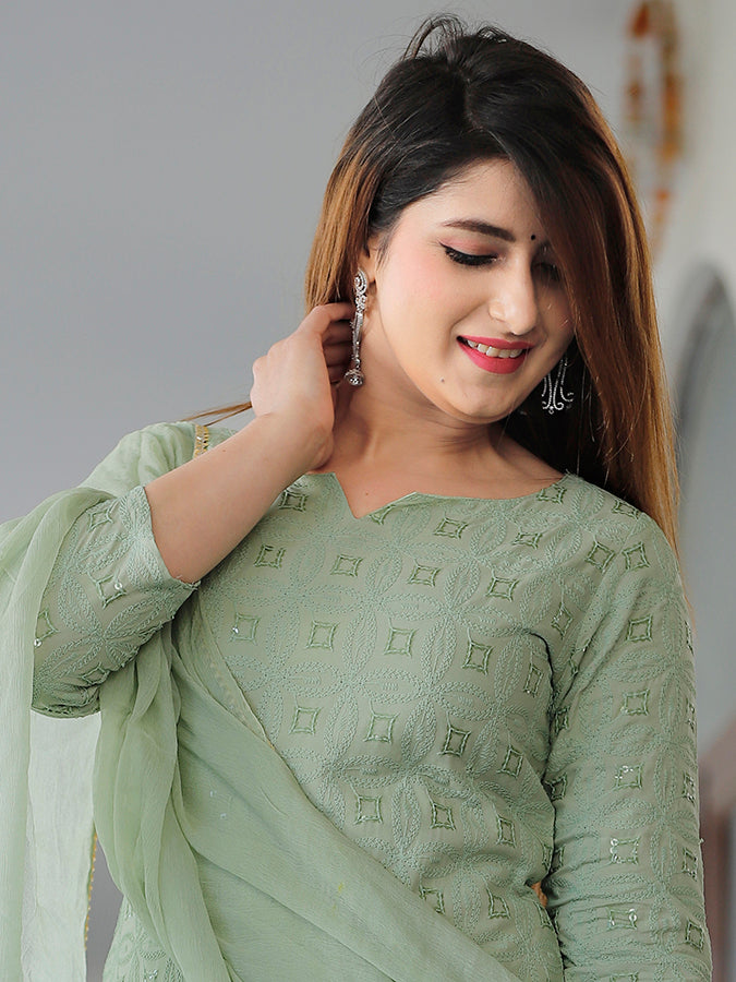 Mint Green Chikankari Suit Set
