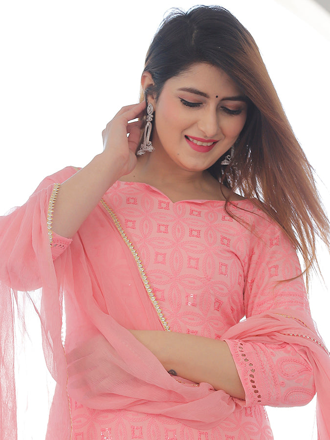 Pink Chikankari Sharara Set