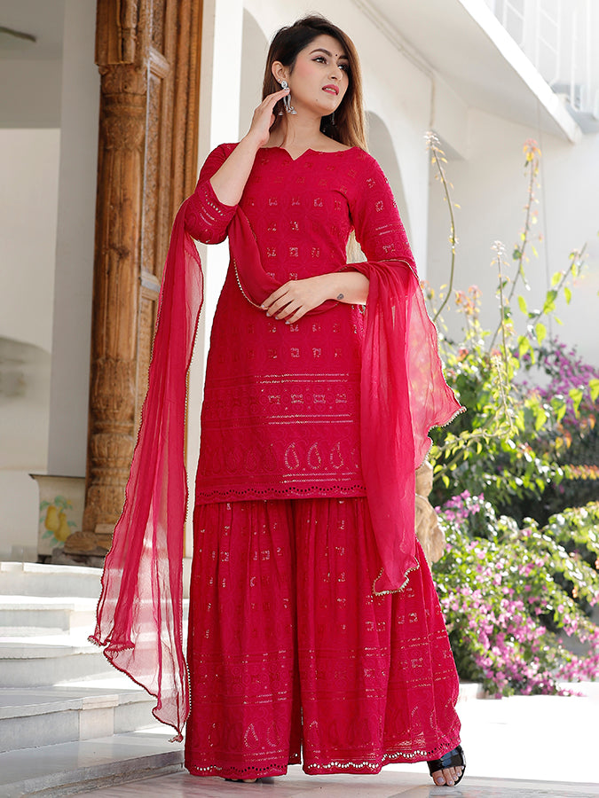 Rani Chikankari Sharara Set