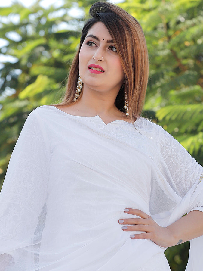 White Chikankari Sharara Set